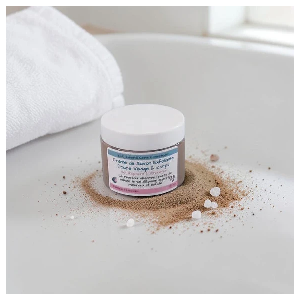 Crème de Savon Exfoliante Douce au Sel d’Epsom & Rhassoul